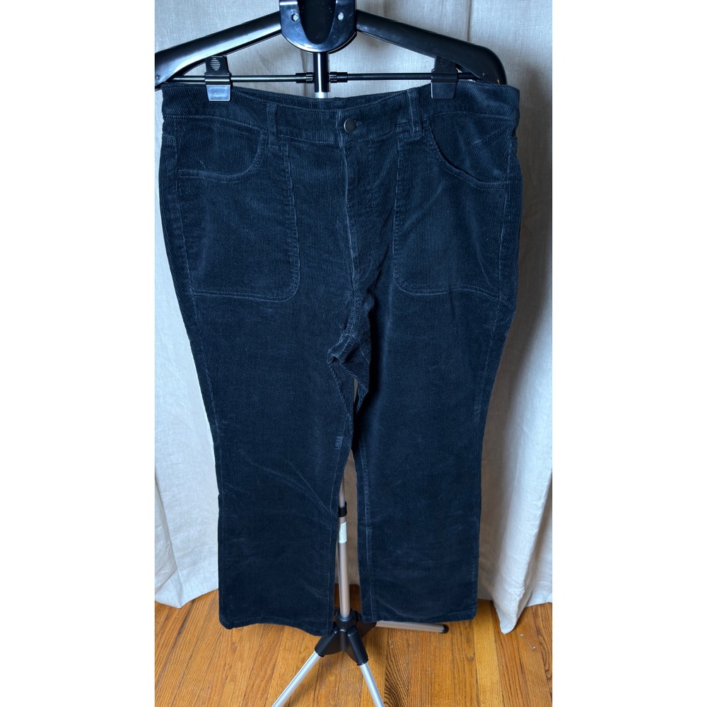 Quince Organic Stretch Corduroy Straight Leg Pants Women's 16 Black NWOT